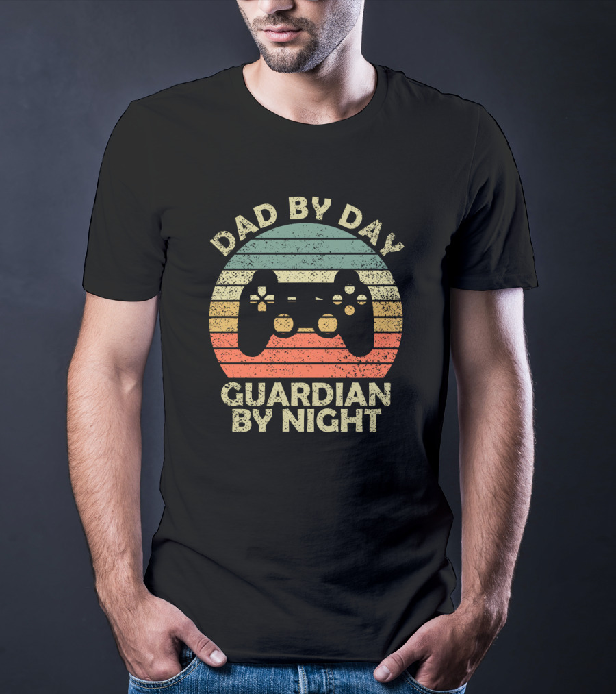 Dad By Day Guardian By Night Retro Game Controller T-Shirt