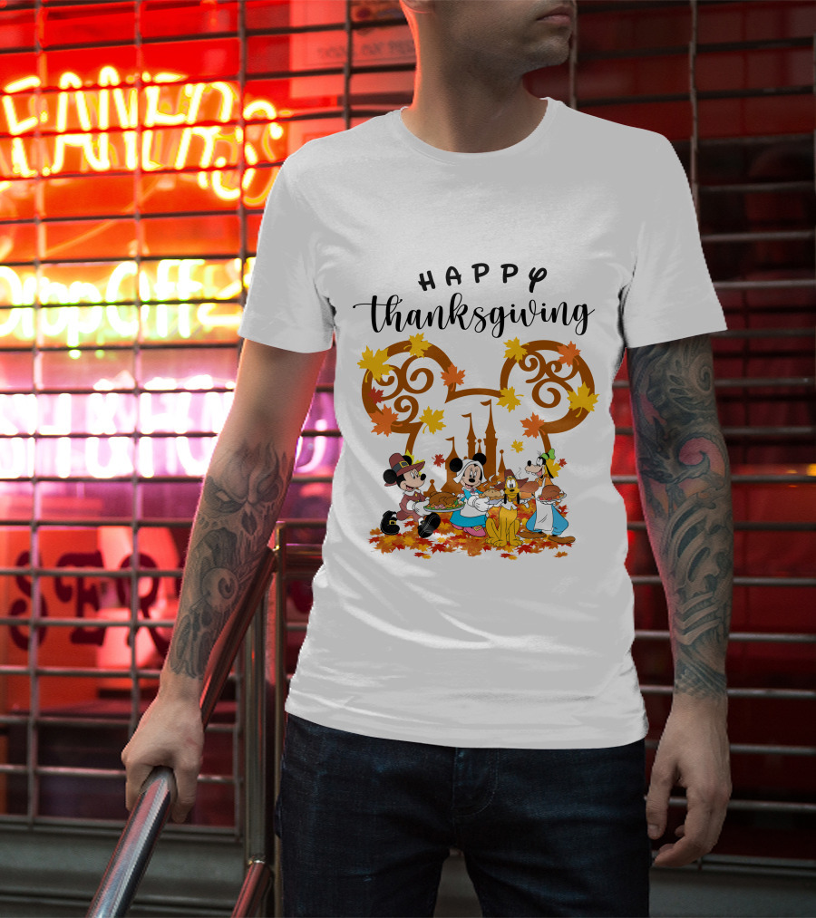 Happy Thanksgiving Disney Characters Festive T-Shirt