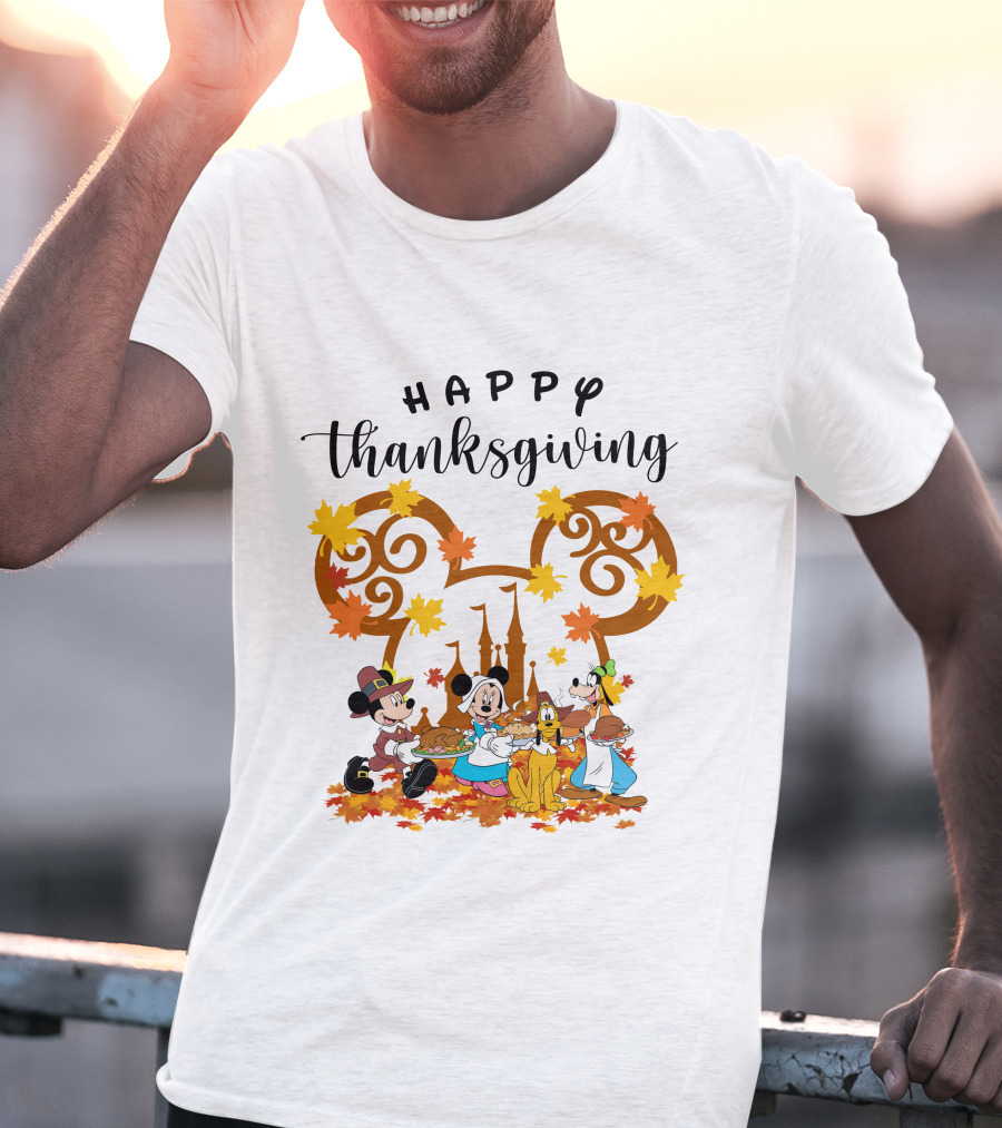 Happy Thanksgiving Disney Characters Festive T-Shirt