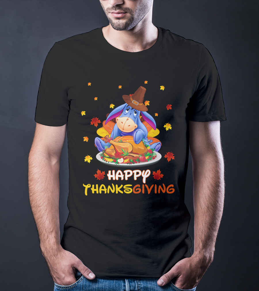 Eeyore Happy Thanksgiving Turkey Feast Leaves T-Shirt