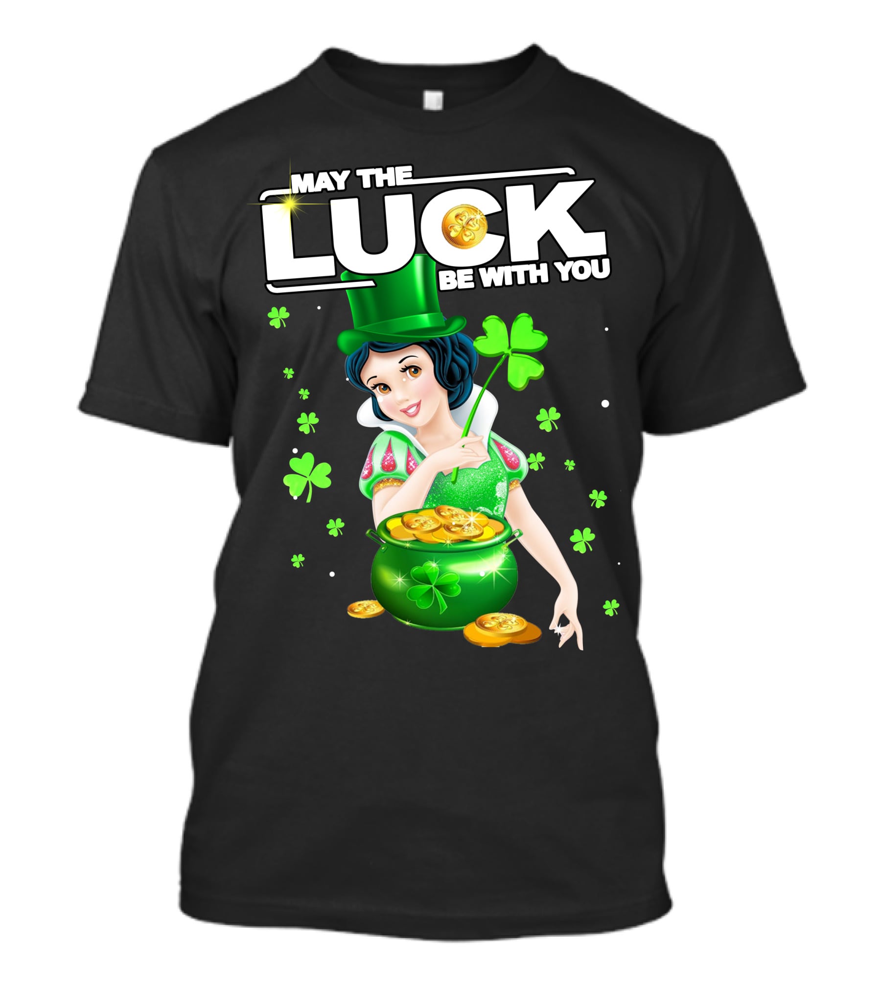 May The Luck Be With You Snow White Pot Of Gold And Shamrocks T-Shirt