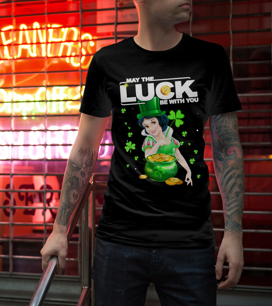 May The Luck Be With You Snow White Pot Of Gold And Shamrocks T-Shirt
