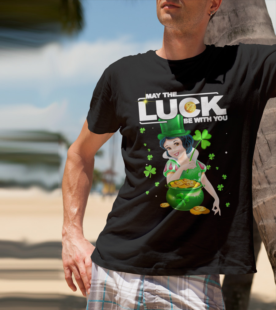 May The Luck Be With You Snow White Pot Of Gold And Shamrocks T-Shirt