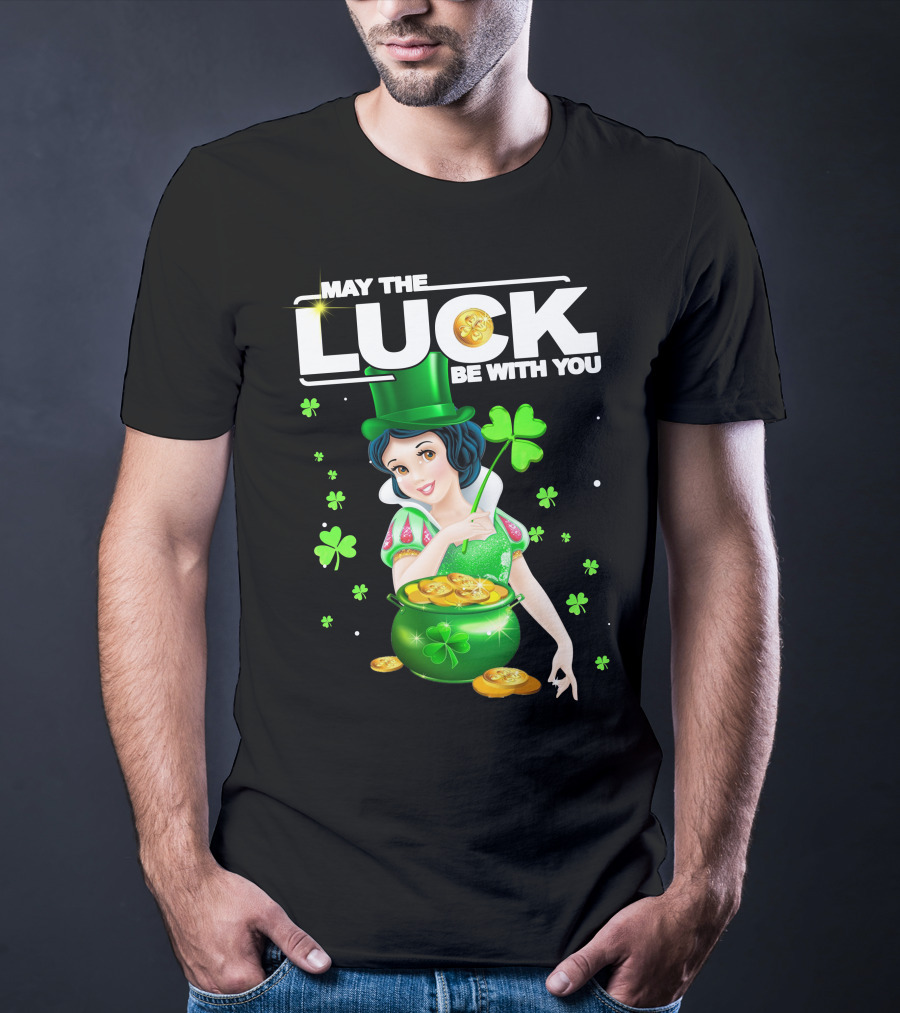 May The Luck Be With You Snow White Pot Of Gold And Shamrocks T-Shirt
