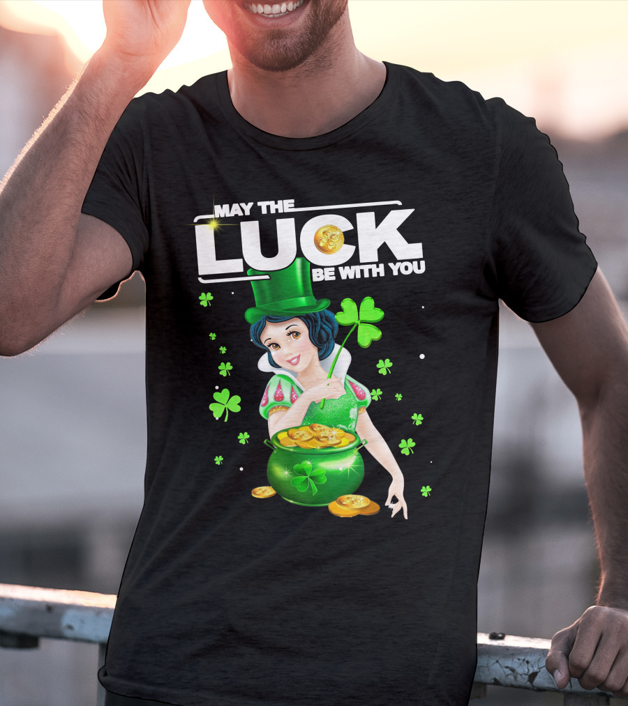 May The Luck Be With You Snow White Pot Of Gold And Shamrocks T-Shirt