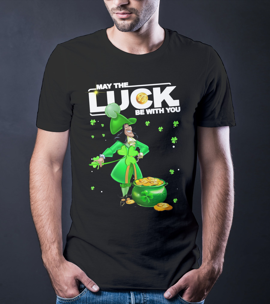 May The Luck Be With You Hook Luck Captain Green Coins Shamrock Pot T-Shirt