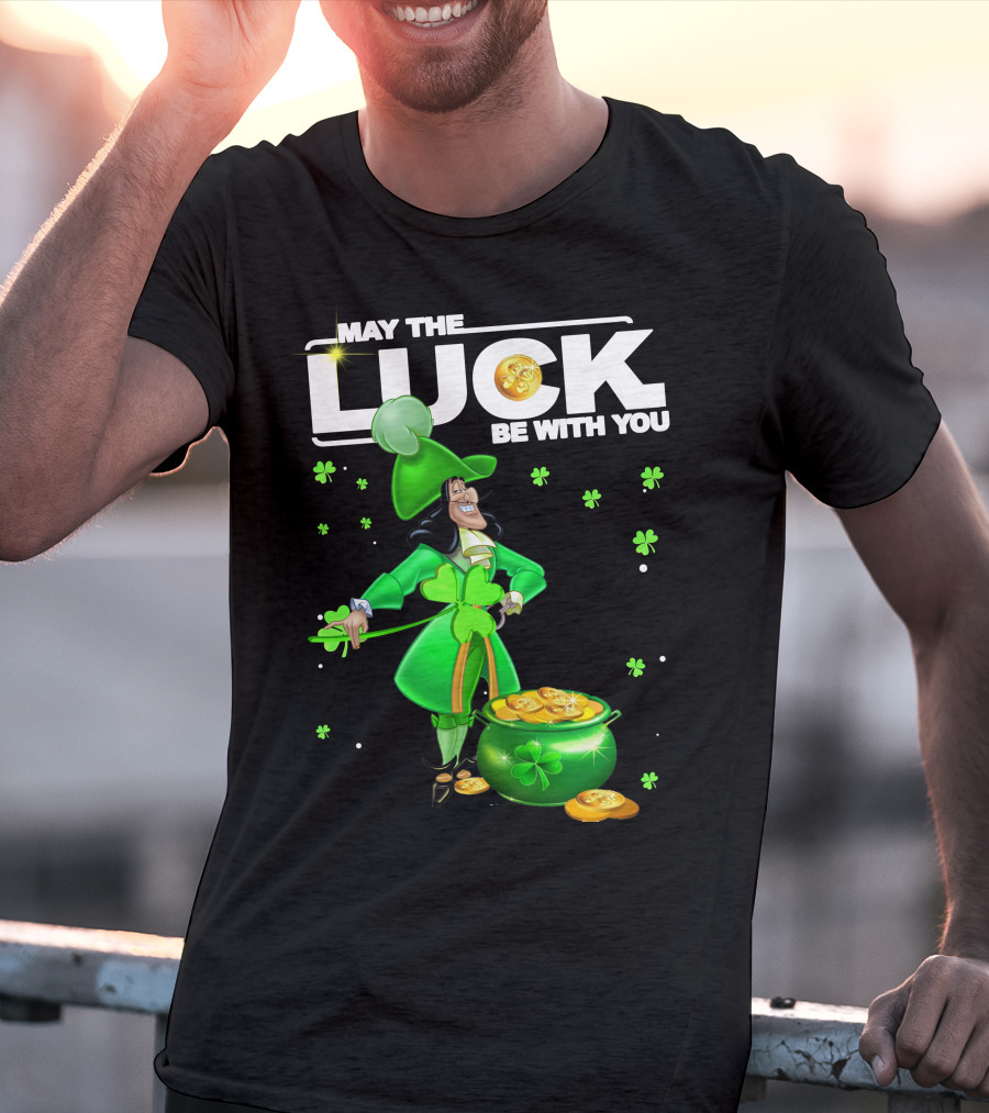 May The Luck Be With You Hook Luck Captain Green Coins Shamrock Pot T-Shirt