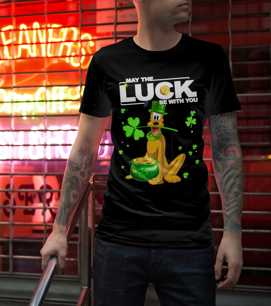 May The Luck Be With You Pluto St. Patrick's Day Coins And Shamrocks T-Shirt