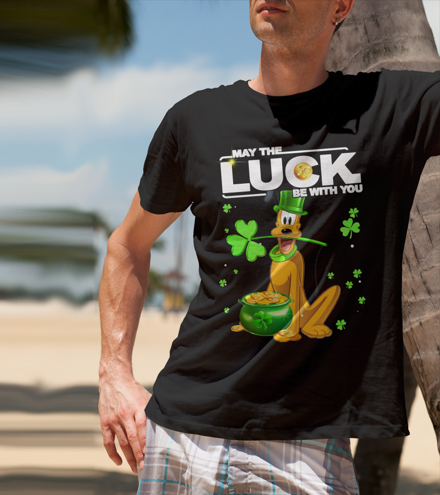May The Luck Be With You Pluto St. Patrick's Day Coins And Shamrocks T-Shirt