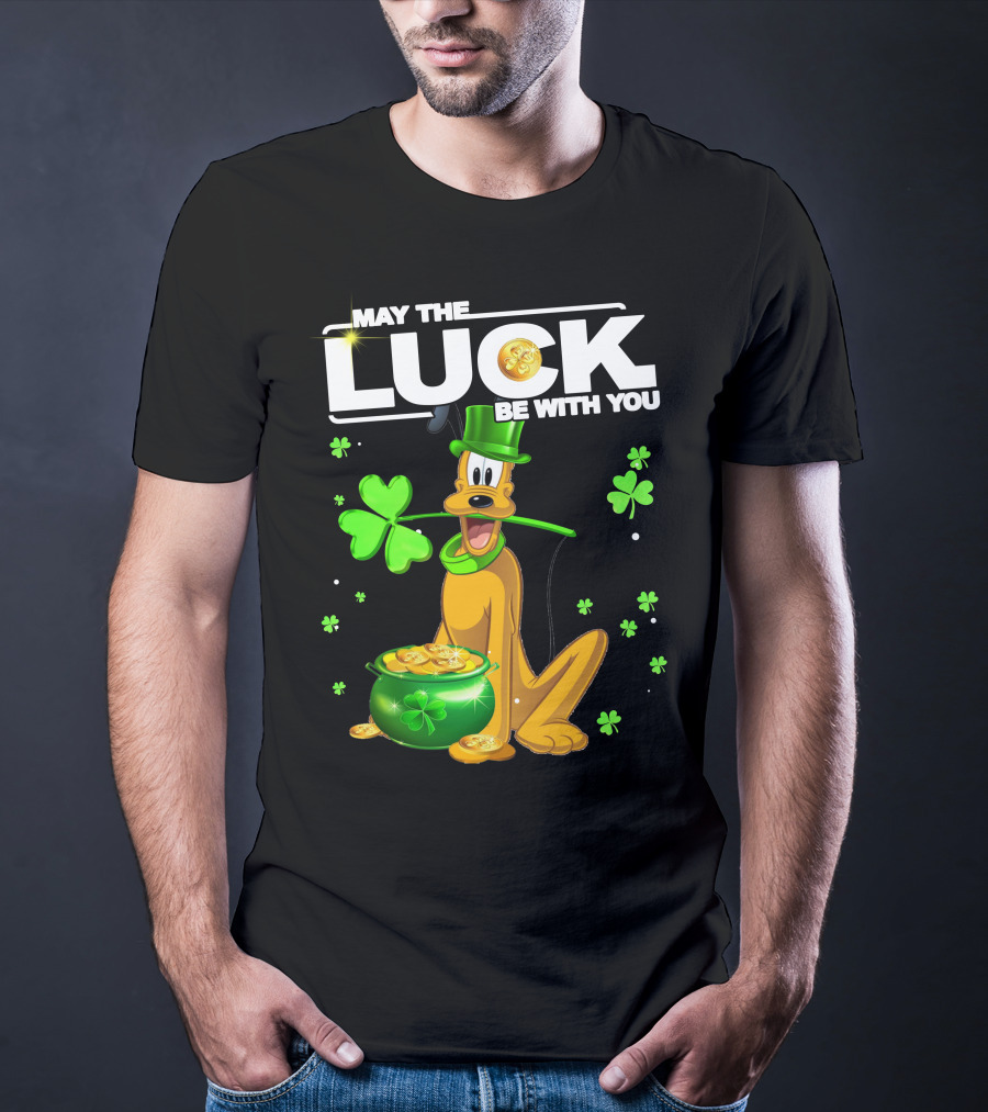 May The Luck Be With You Pluto St. Patrick's Day Coins And Shamrocks T-Shirt