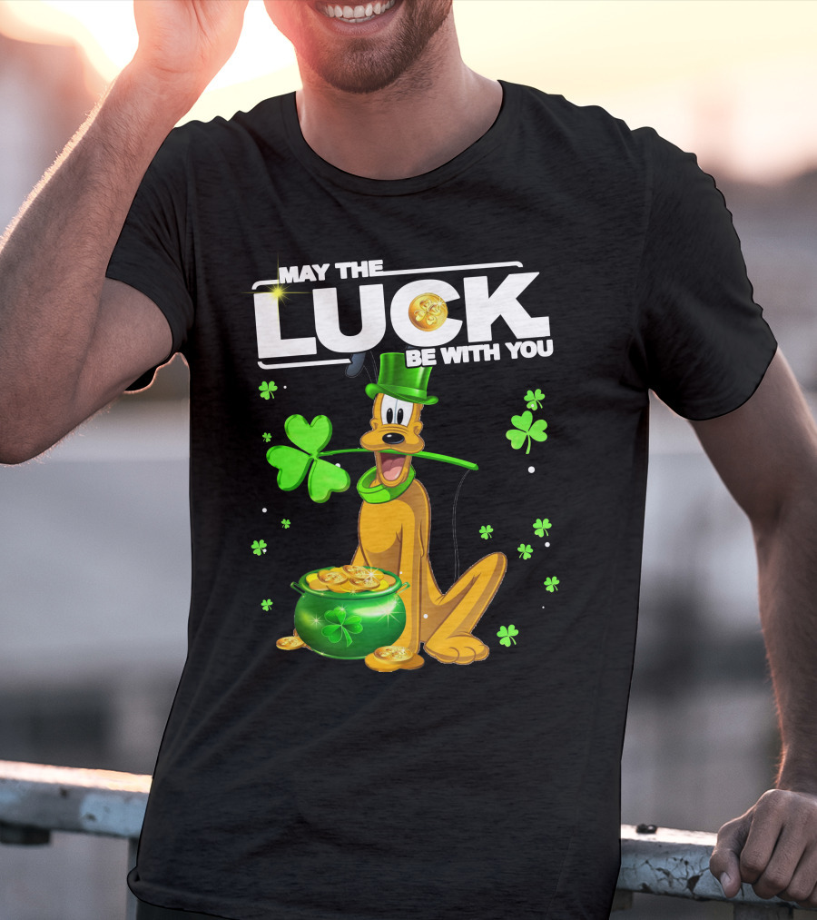 May The Luck Be With You Pluto St. Patrick's Day Coins And Shamrocks T-Shirt
