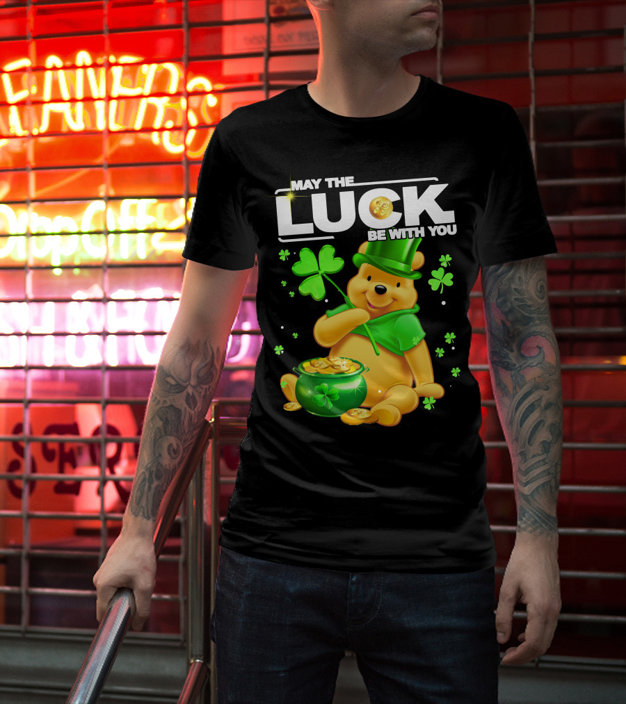 May The Luck Be With You Shamrock Pot Of Gold Bear T-Shirt