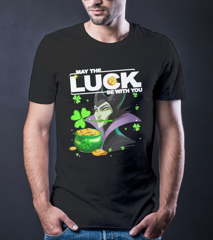MAY THE LUCK BE WITH YOU Maleficent Shamrock Coins T-Shirt