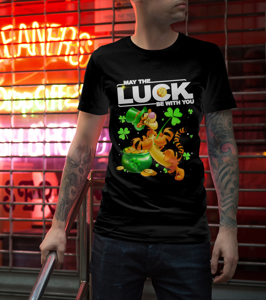 May The Luck Be With You Tigger With Pot Of Gold And Shamrocks T-Shirt