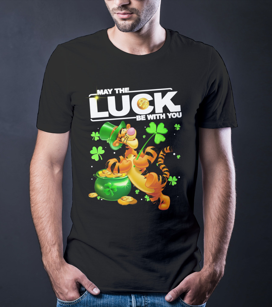 May The Luck Be With You Tigger With Pot Of Gold And Shamrocks T-Shirt