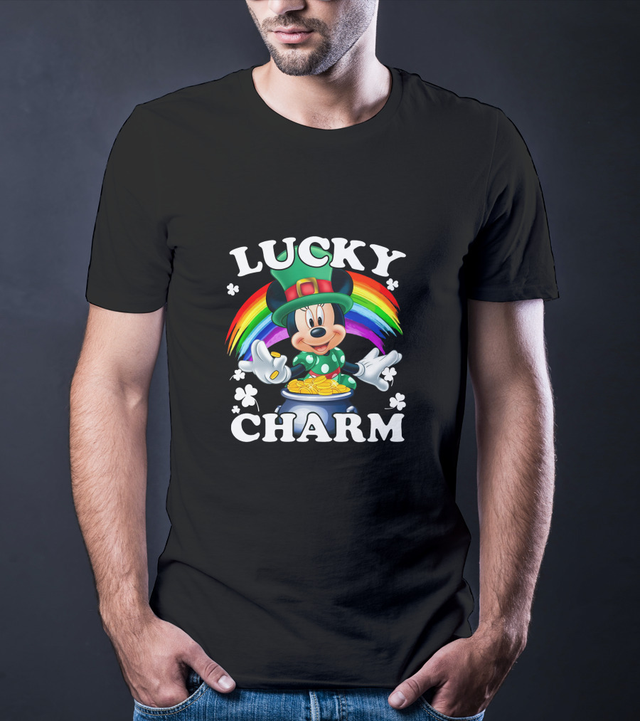 Lucky Charm Minnie Mouse Rainbow Pot Of Gold T-Shirt