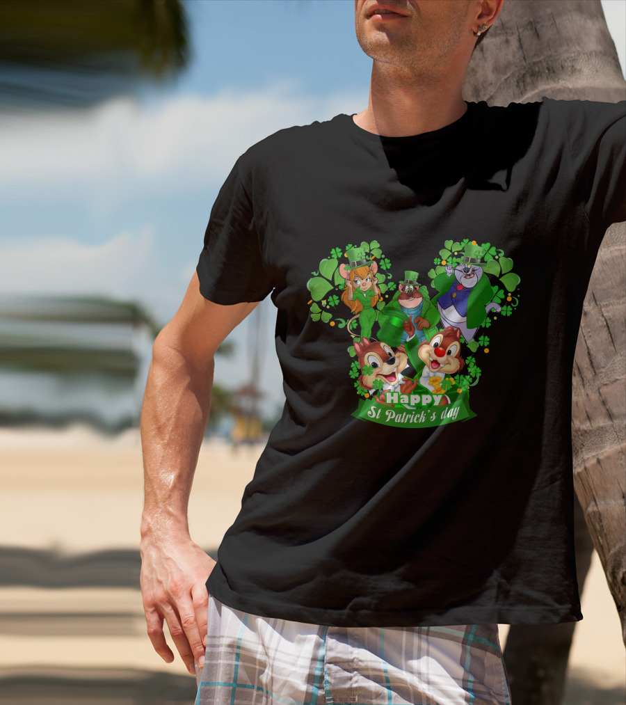Happy St Patrick's Day Chip And Dale Character T-Shirt