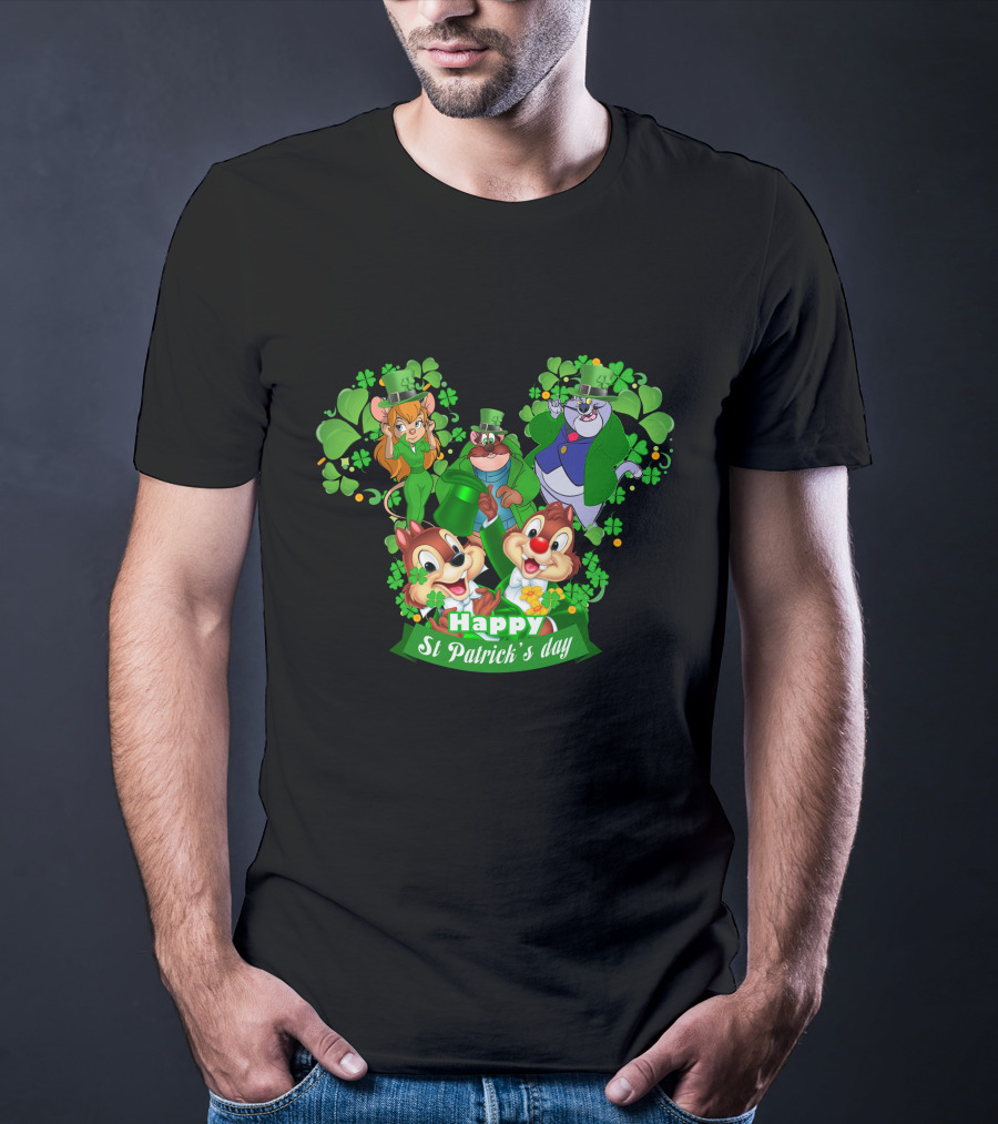 Happy St Patrick's Day Chip And Dale Character T-Shirt