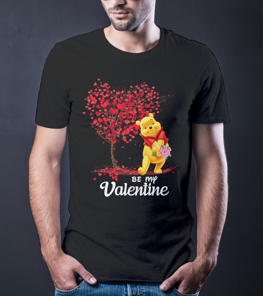 Be My Valentine Pooh Hearts And Flowers T-Shirt