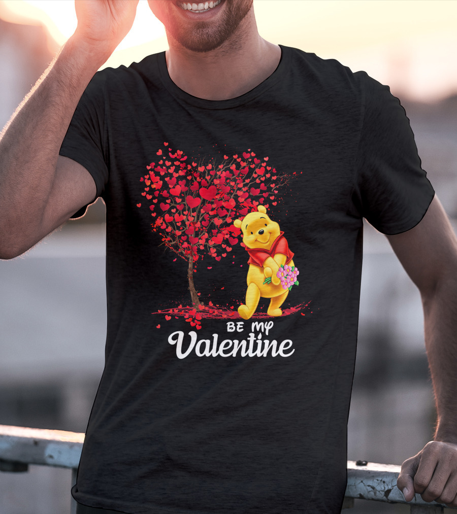 Be My Valentine Pooh Hearts And Flowers T-Shirt