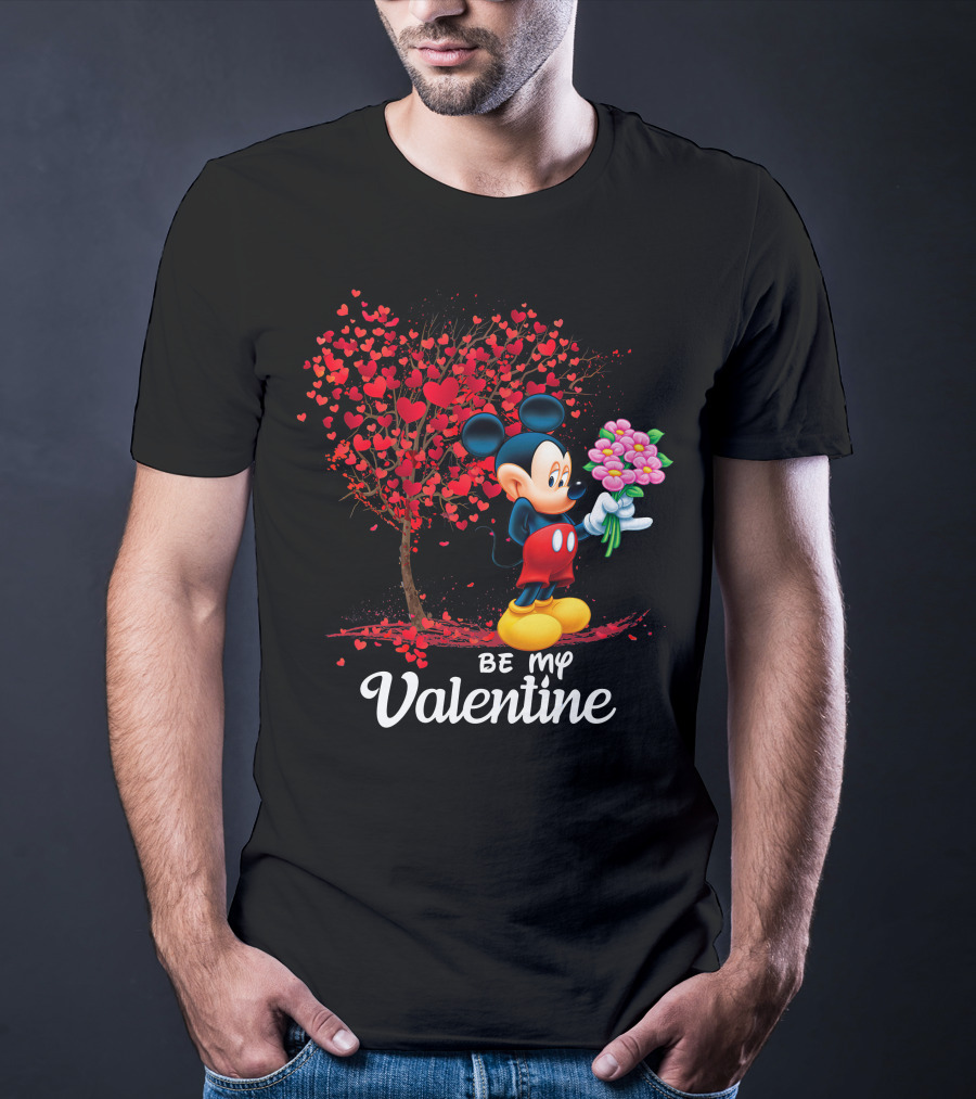 Mickey Be My Valentine Bouquet With Heart Tree T-Shirt