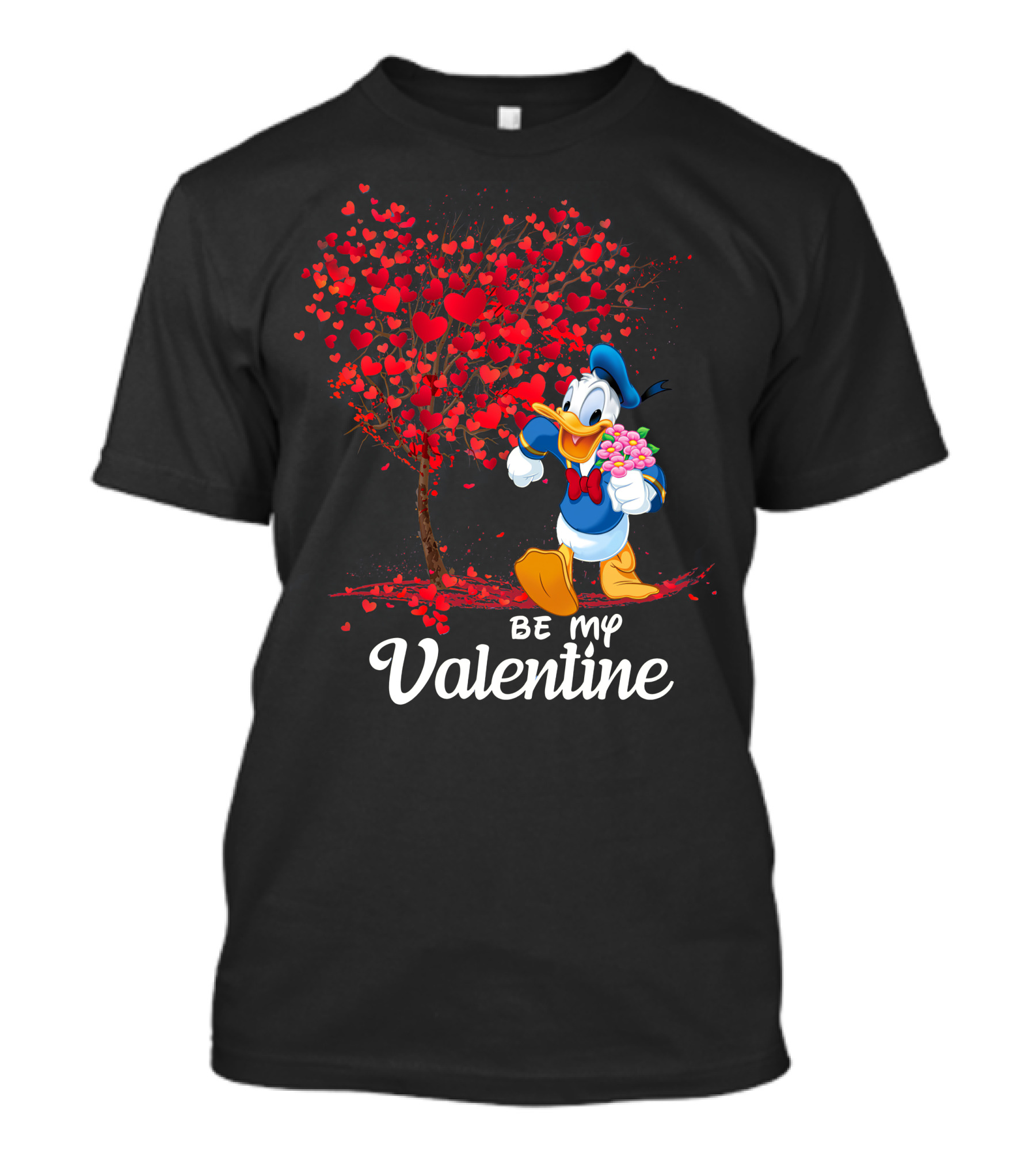 Donald Duck Be My Valentine Hearts Tree T-Shirt