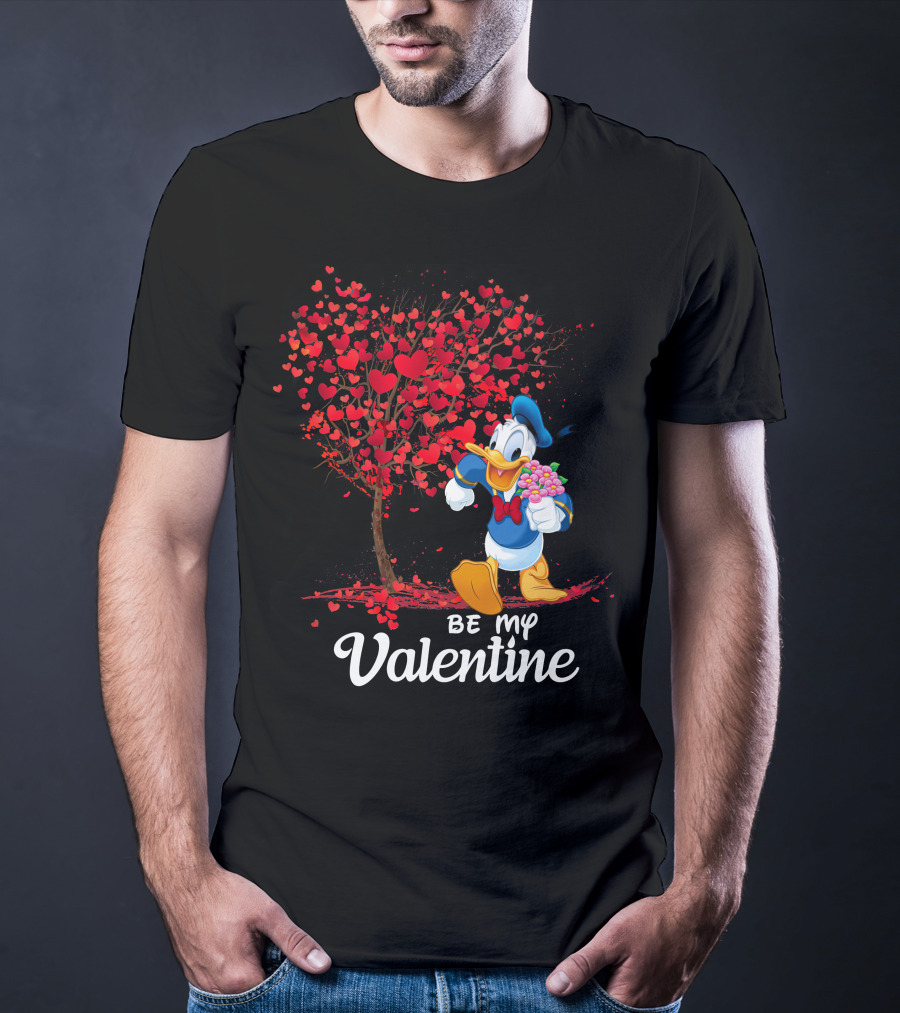 Donald Duck Be My Valentine Hearts Tree T-Shirt