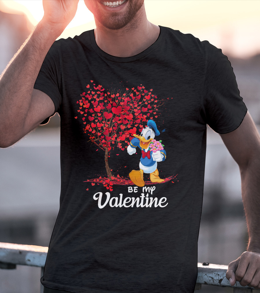 Donald Duck Be My Valentine Hearts Tree T-Shirt