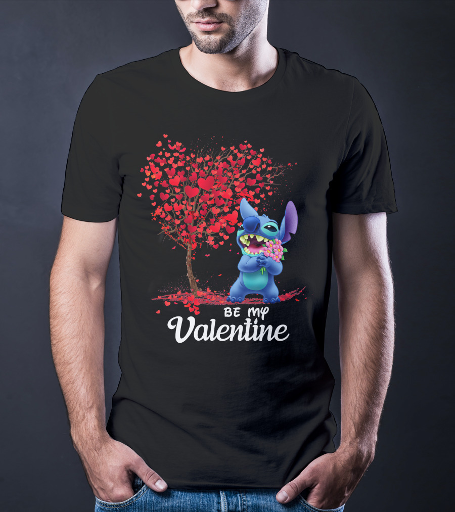Be My Valentine Stitch Heart Tree T-Shirt