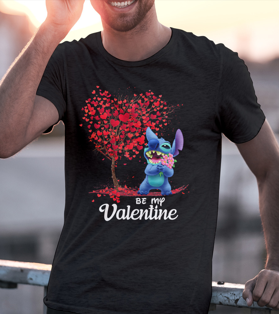 Be My Valentine Stitch Heart Tree T-Shirt