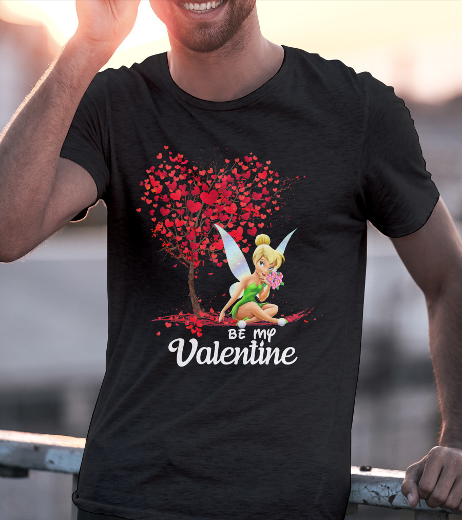 Be My Valentine Tinkerbell Hearts Tree T-Shirt