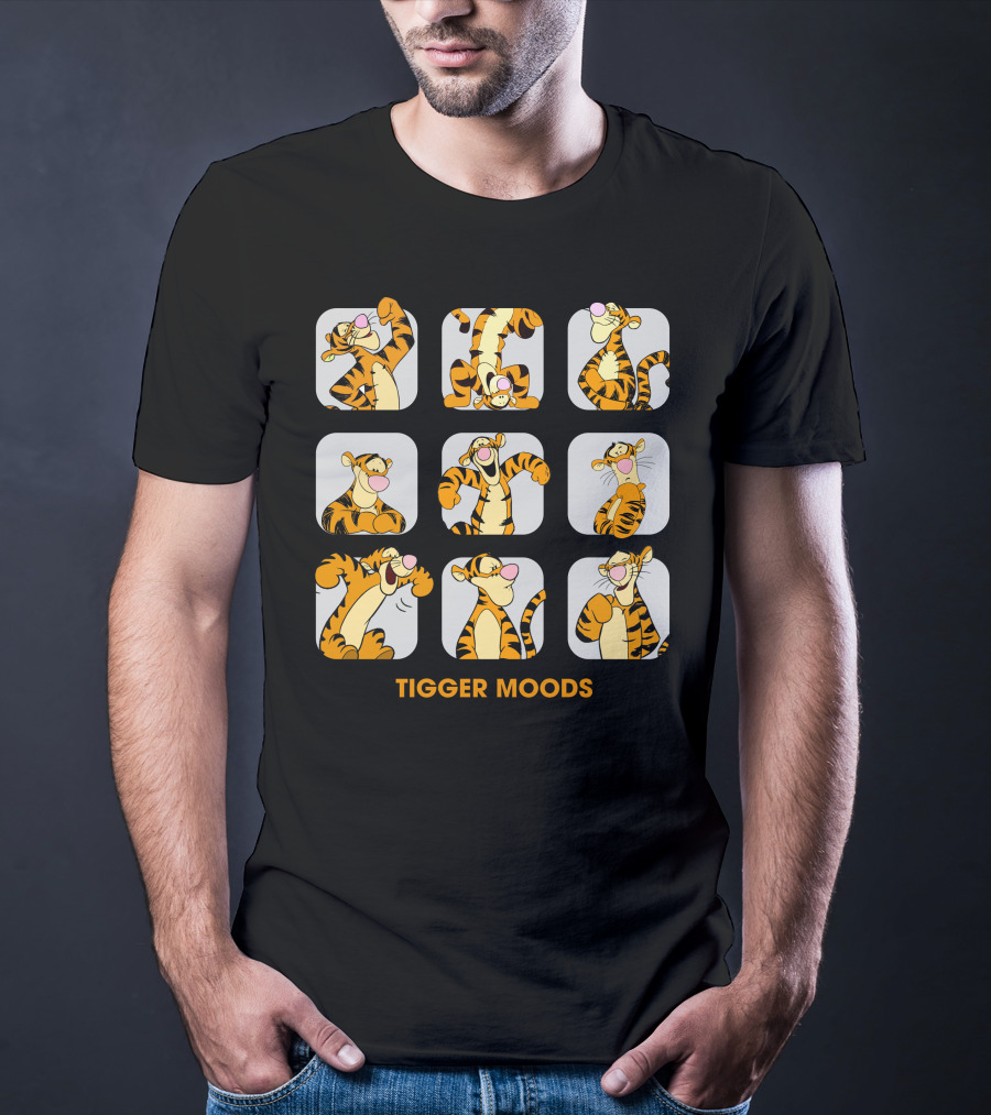 TIGGER MOODS EXPRESSIONS CARTOON CHARACTER BLOCKS T-Shirt