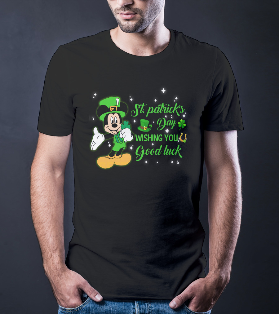 St. Patrick's Day Mickey Mouse Wishing You Good Luck T-Shirt