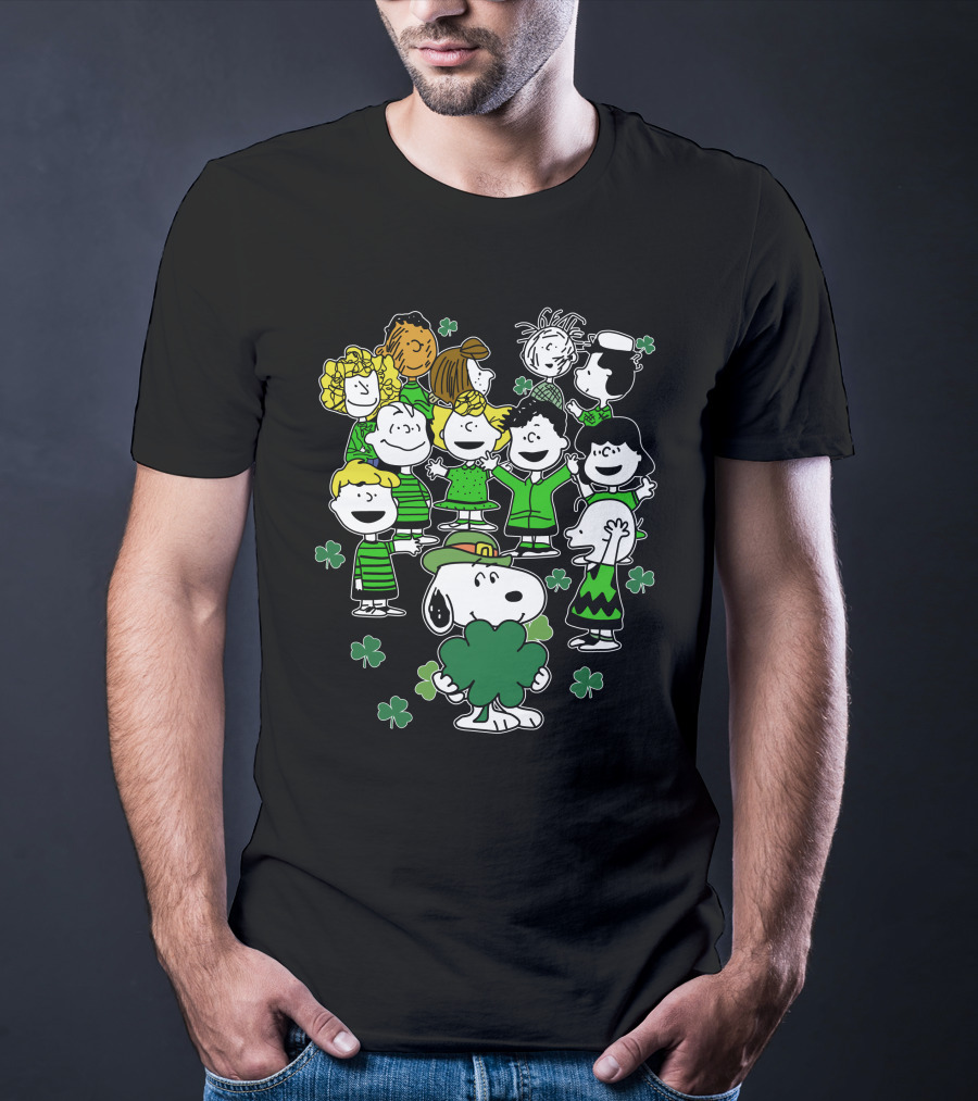 Snoopy And Friends Celebrating St. Patrick's Day With Shamrocks T-Shirt