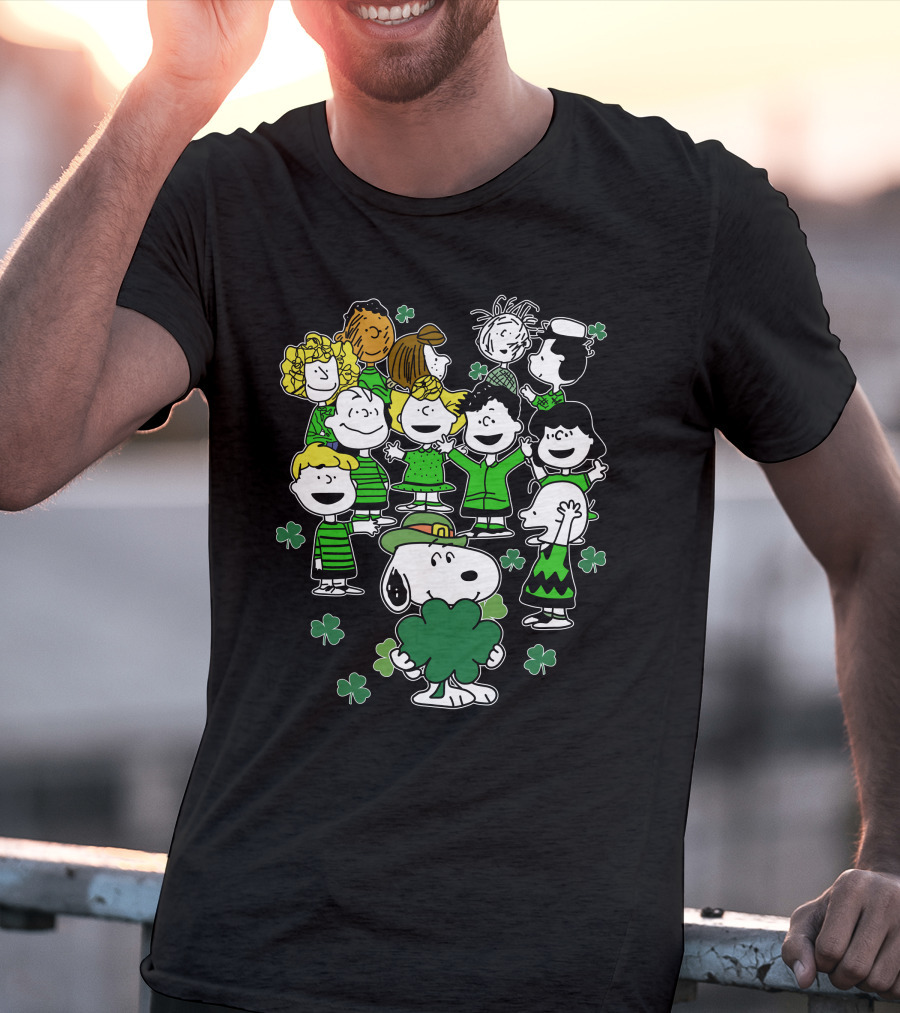 Snoopy And Friends Celebrating St. Patrick's Day With Shamrocks T-Shirt