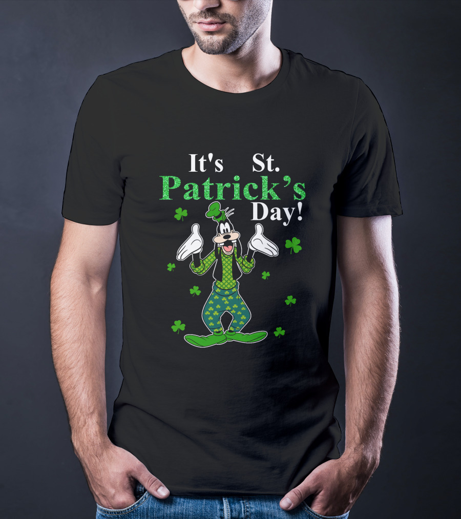 Goofy It's St Patrick's Day With Shamrocks And Bowtie Fun T-Shirt