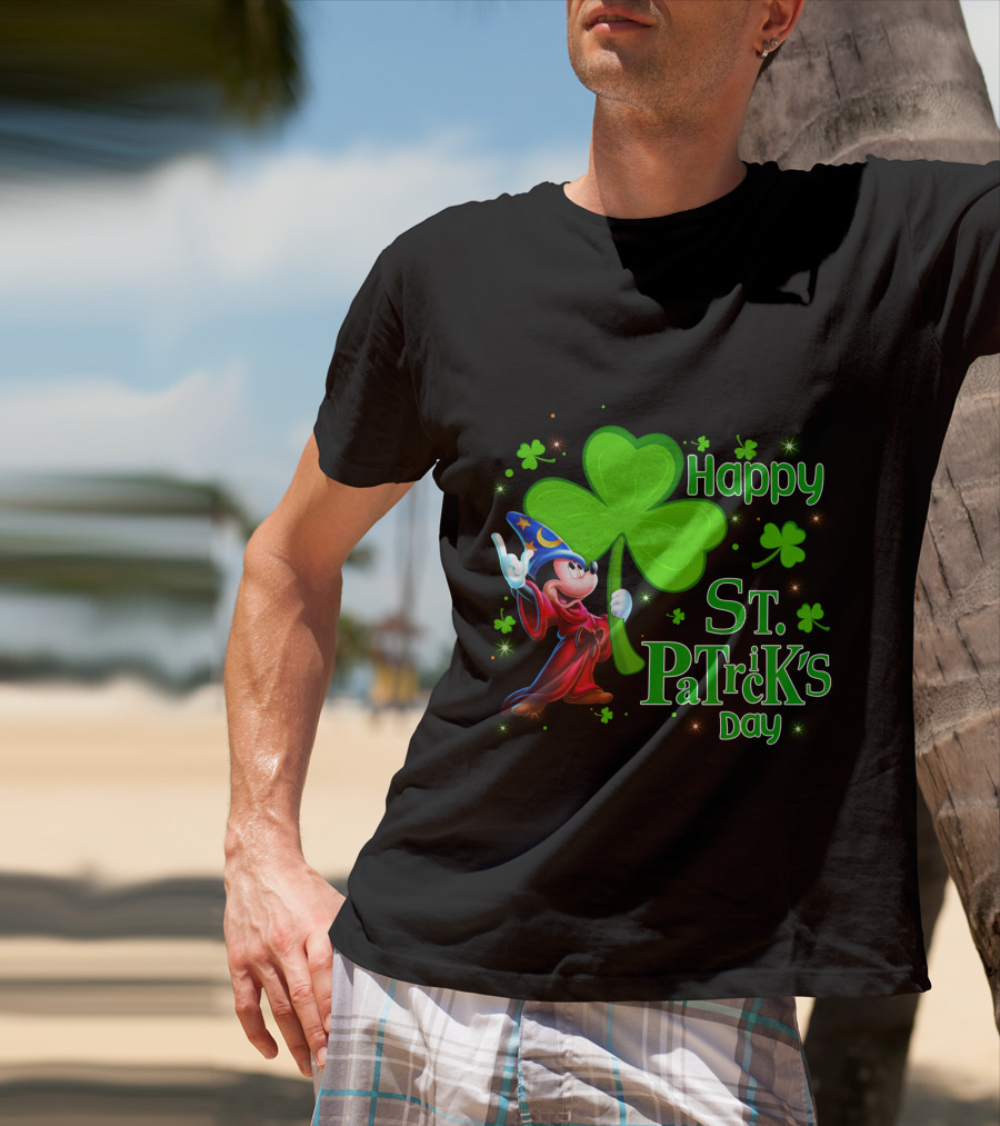 Sorcerer Mickey Happy St. Patrick's Day Shamrock T-Shirt
