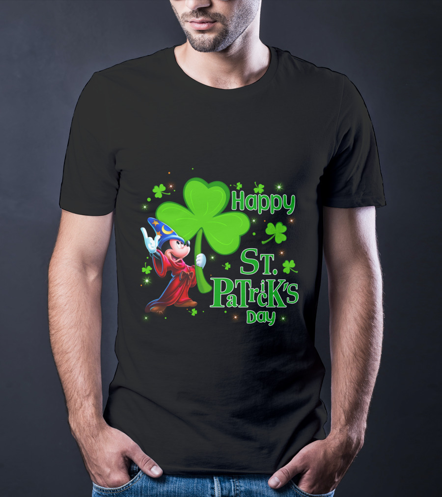 Sorcerer Mickey Happy St. Patrick's Day Shamrock T-Shirt