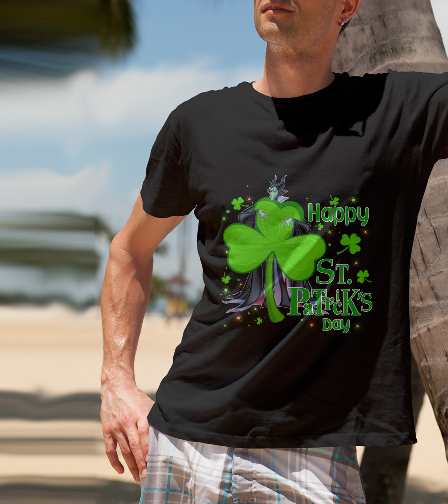 Happy St. Patrick's Day Maleficent Cloaked In Shamrock T-Shirt