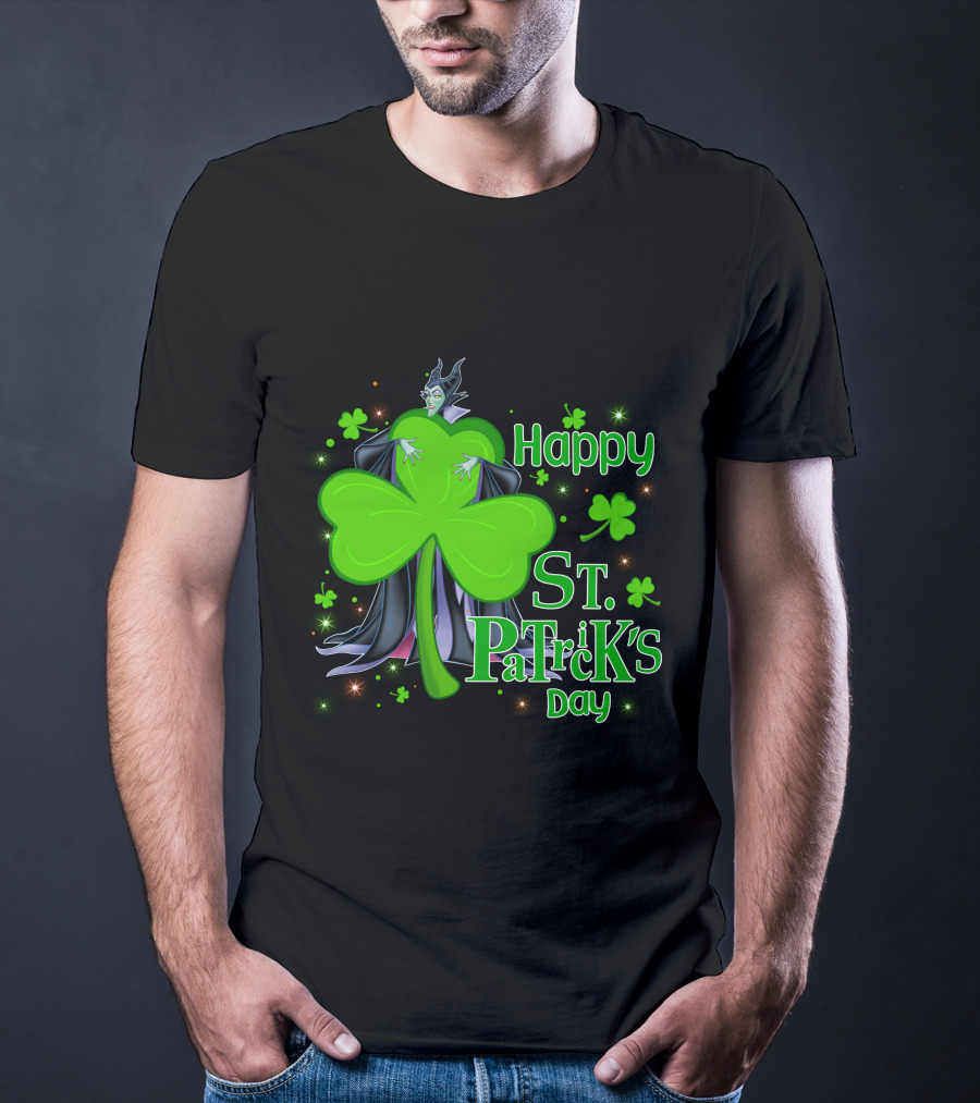 Happy St. Patrick's Day Maleficent Cloaked In Shamrock T-Shirt