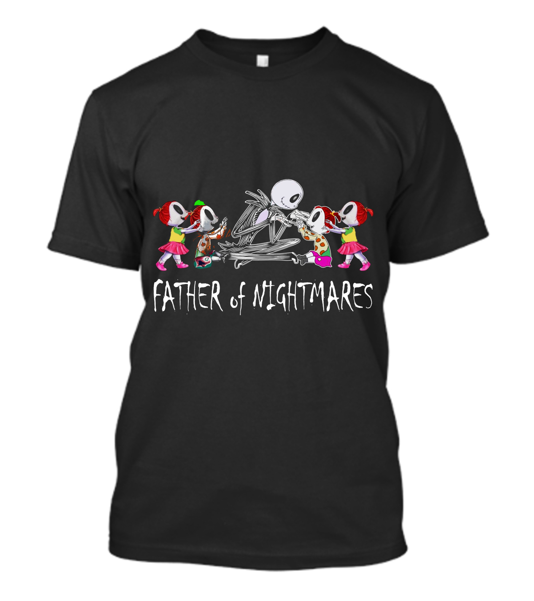 Father Of Nightmares Skeleton Surrounded By Four Red-Haired Girls T-Shirt