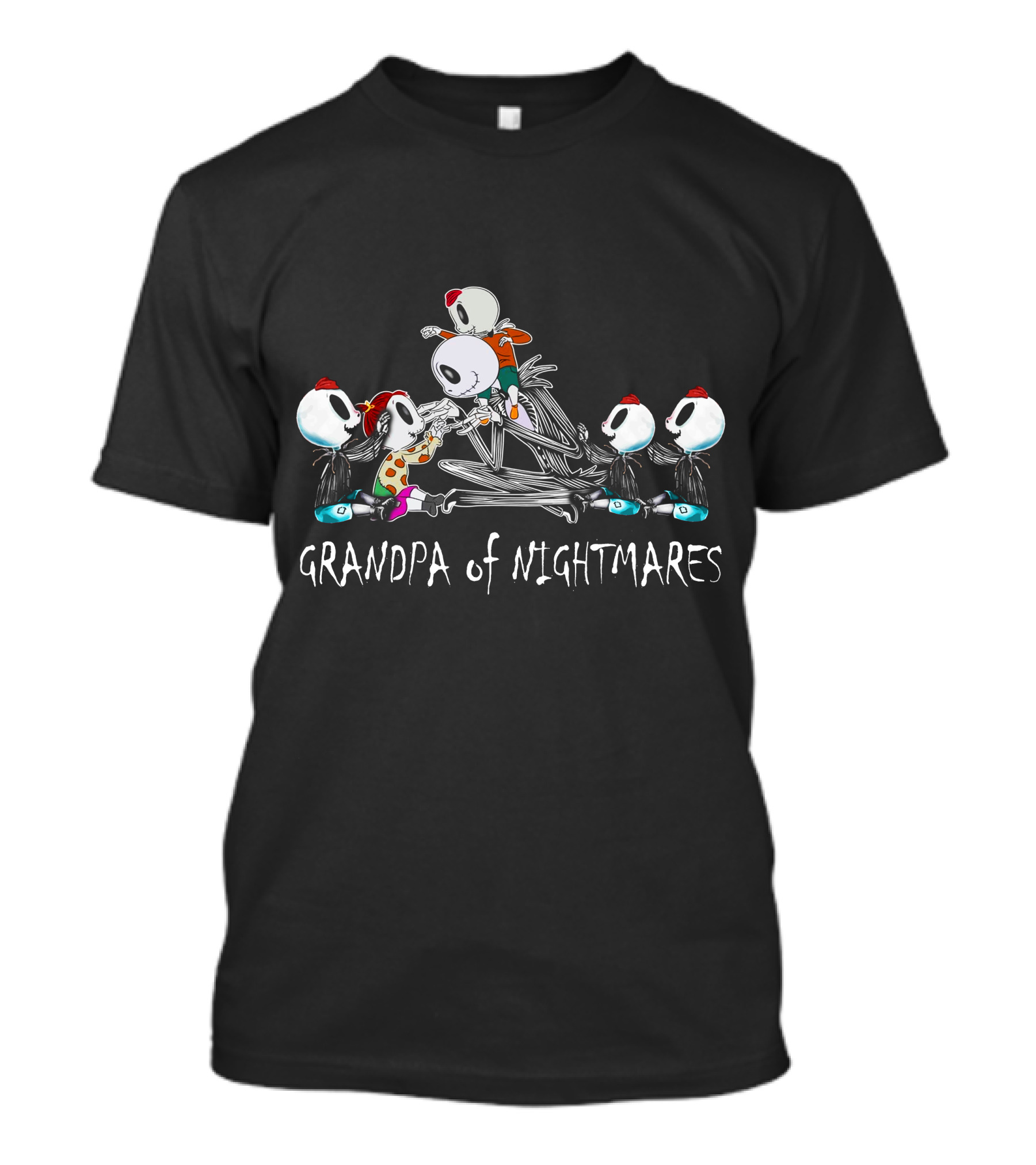 Grandpa Of Nightmares 4 Boys 1 Girl Skeleton Characters T-Shirt