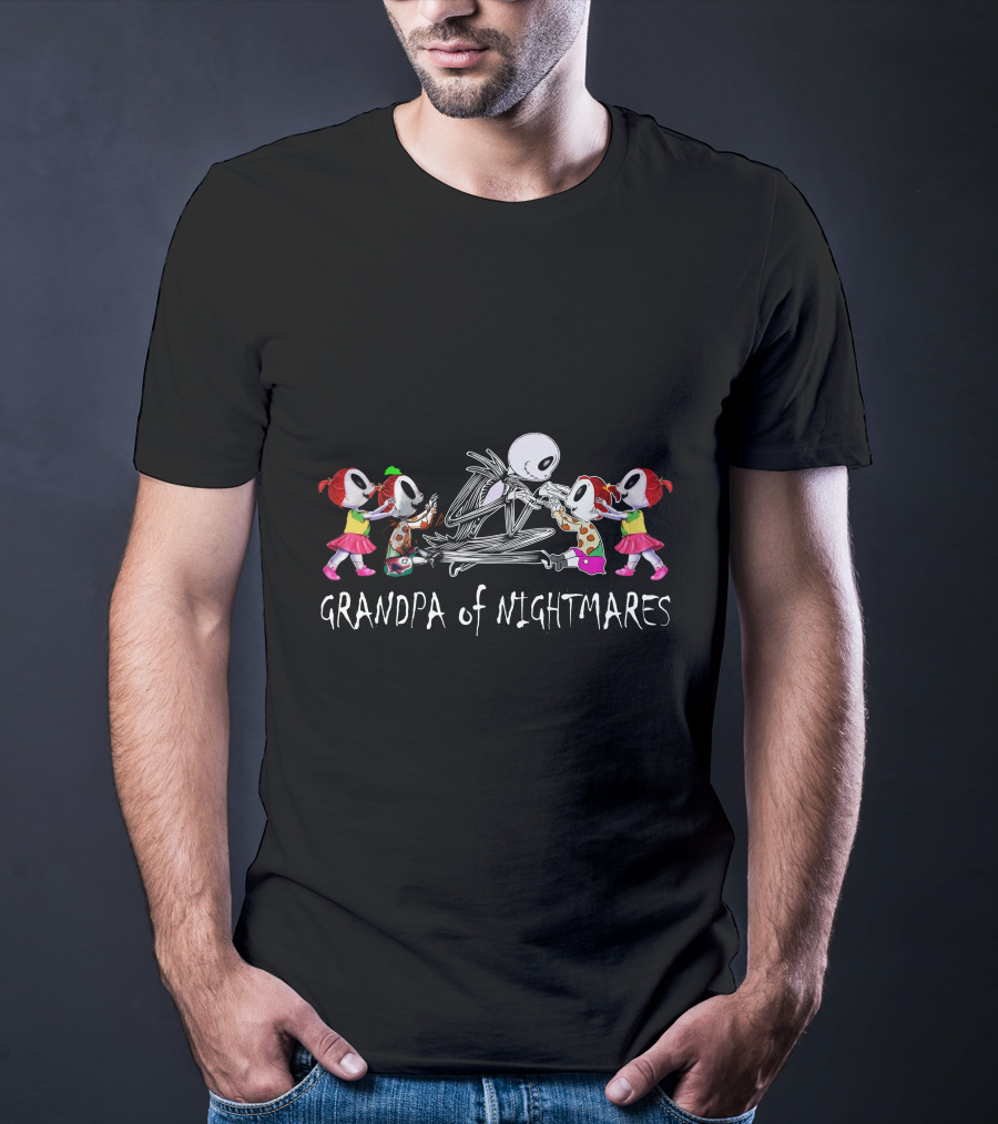 Grandpa Of Nightmares With Four Girls And Skeleton Iconic T-Shirt