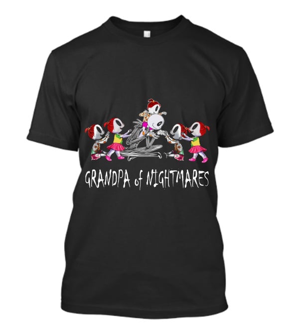 Grandpa Of Nightmares Surrounded By Five Girls With Red Hair And White Masks T-Shirt