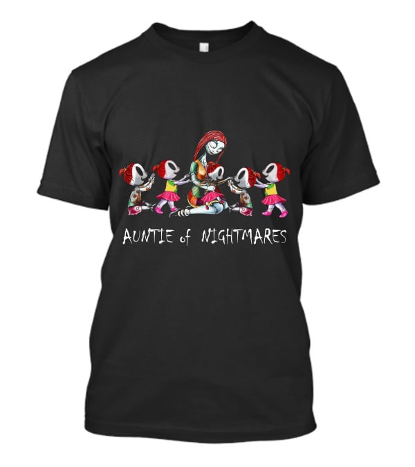 Auntie Of Nightmares With Five Halloween Girls T-Shirt