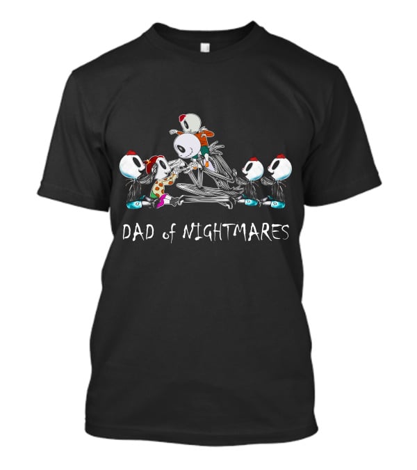 4 Boys 1 Girl Dad Of Nightmares Skeleton Characters In Playful T-Shirt