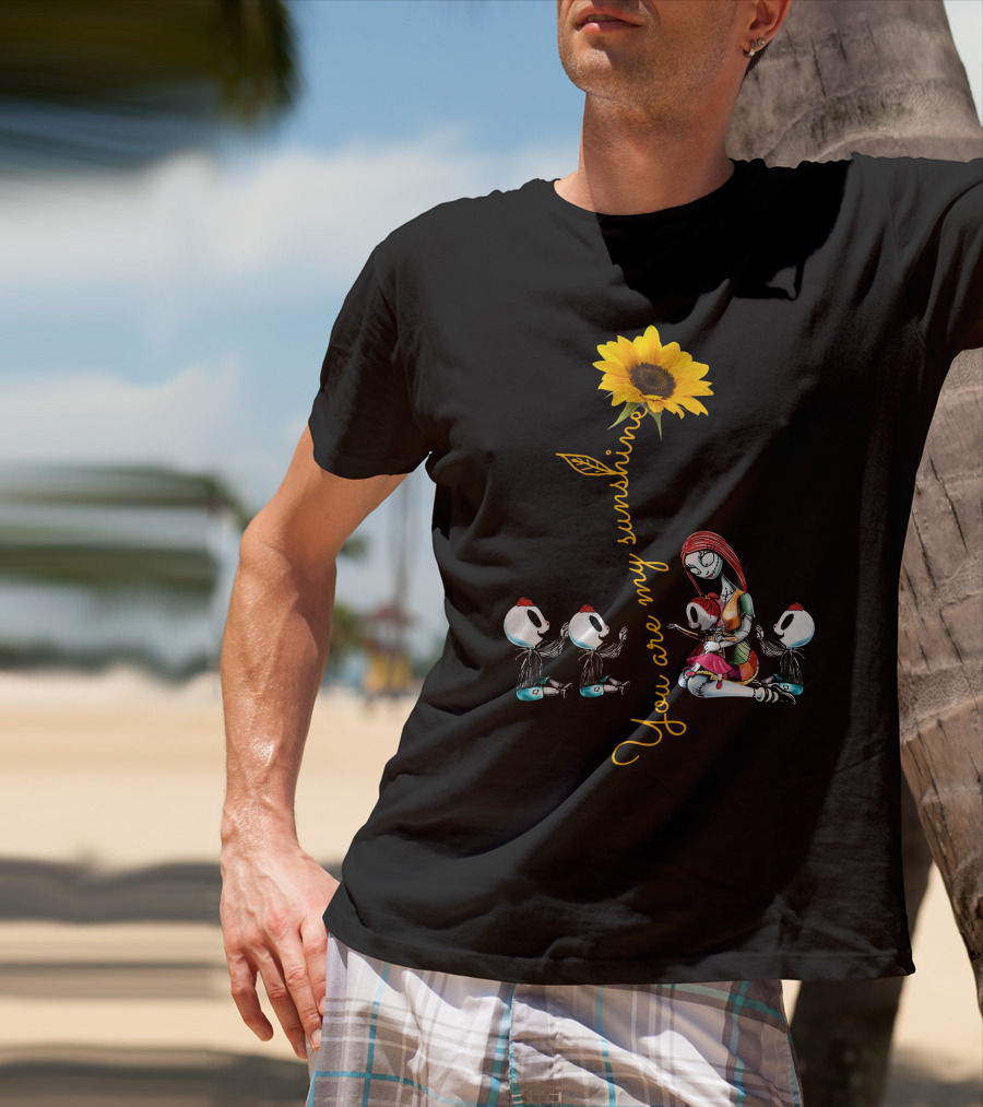 3 Boys 1 Girl You Are My Sunshine Skeletons Sunflower Inspiration T-Shirt