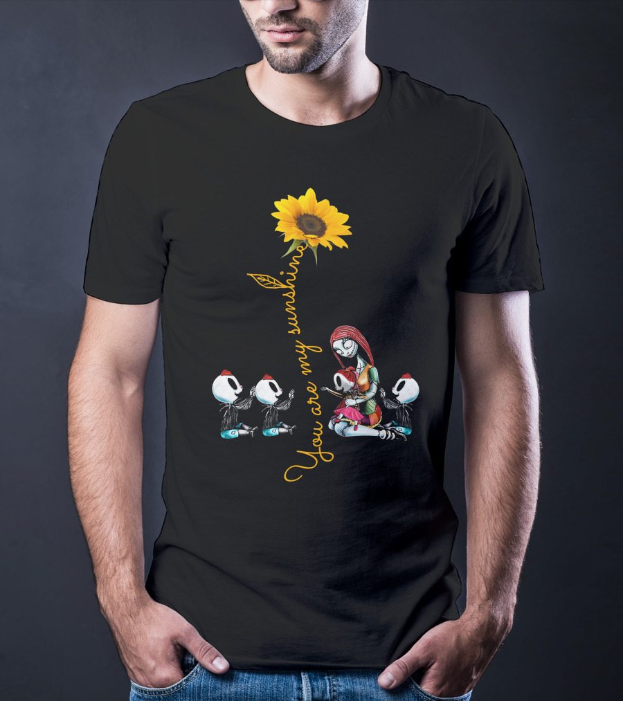3 Boys 1 Girl You Are My Sunshine Skeletons Sunflower Inspiration T-Shirt