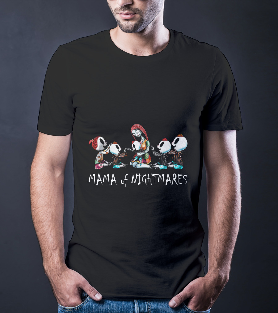 Mama Of Nightmares 4 Boys 1 Girl Halloween Character Family T-Shirt
