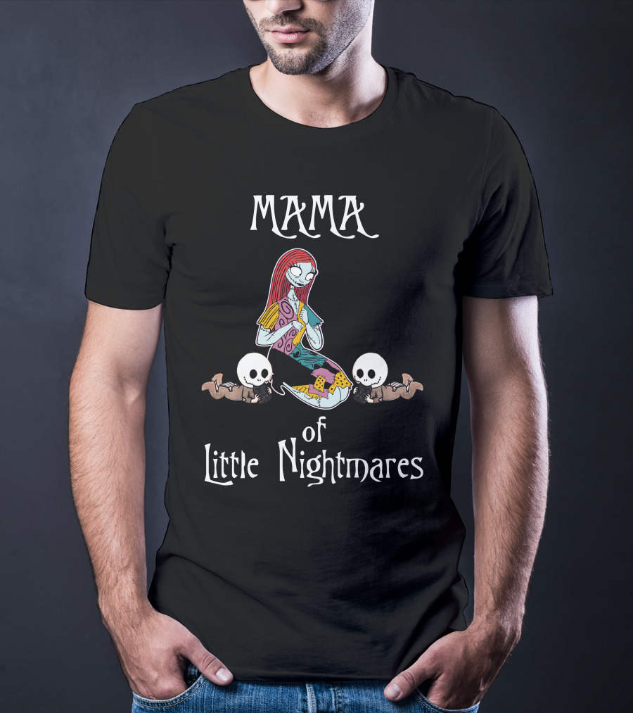 Mama Of Little Nightmares With Adorable Twin Skeleton Babies T-Shirt